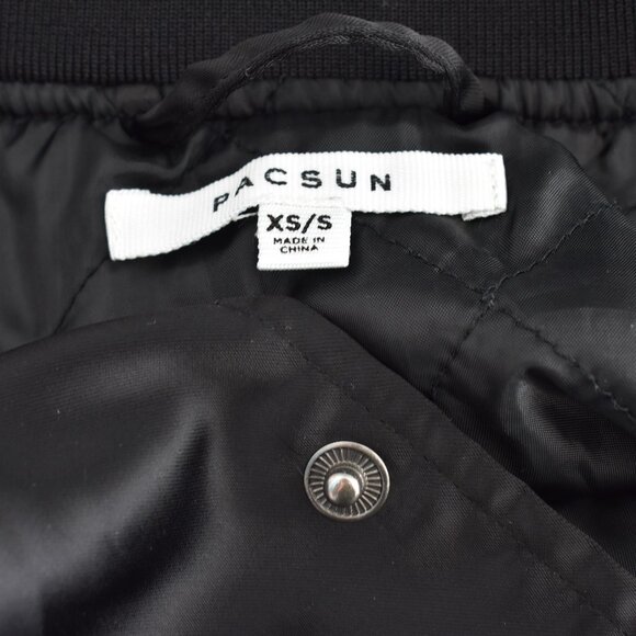 Unisex Pacsun Athletics Varsity Bomber Jacket Embroidered Streetwear XS/S Black - Picture 12 of 13